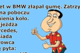 Humor: Facet w BMW złapał gumę